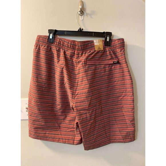 PrAna Metric E-Waist Zip Swim Trunks XLarge Rust Stripe 8” inseam MSRP $69 - Picture 3 of 5